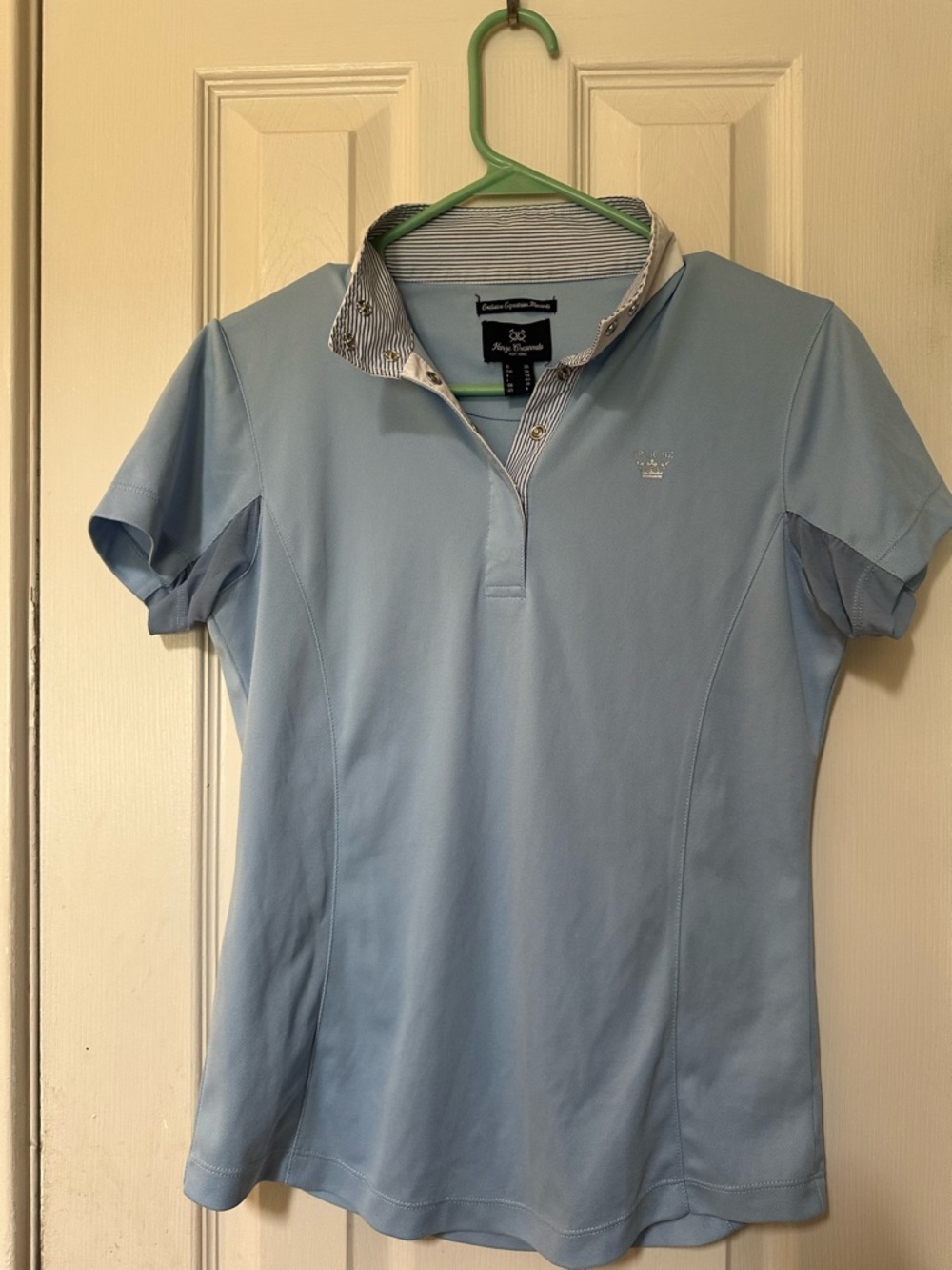 Horse Crescendo Light Blue Short Sleeve Riding Top